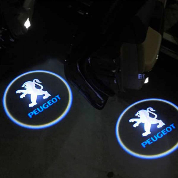 Безжични PEUGEOT странични светлини за врата на кола, 2 броя, LED лого
