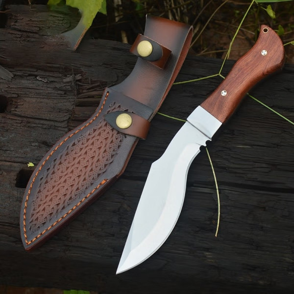 Тежък ловен нож X58 KUKRI OUTDOOR TOOL De LUXE, ръчна изработка, с кожена кания и кутия
