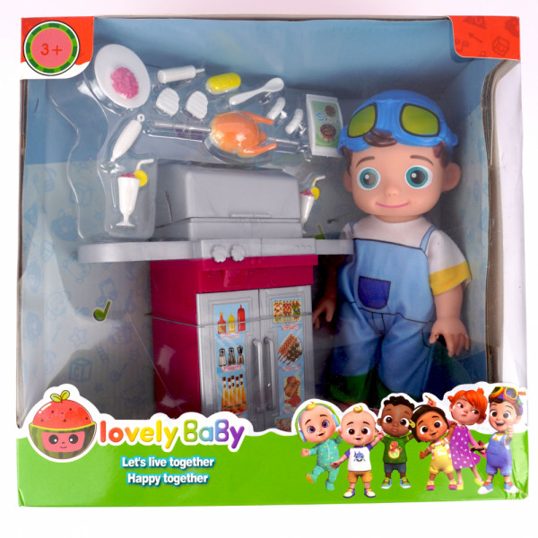 Детска играчка комплект готвене с кухня барбекю, кукла и аксесоари 12599