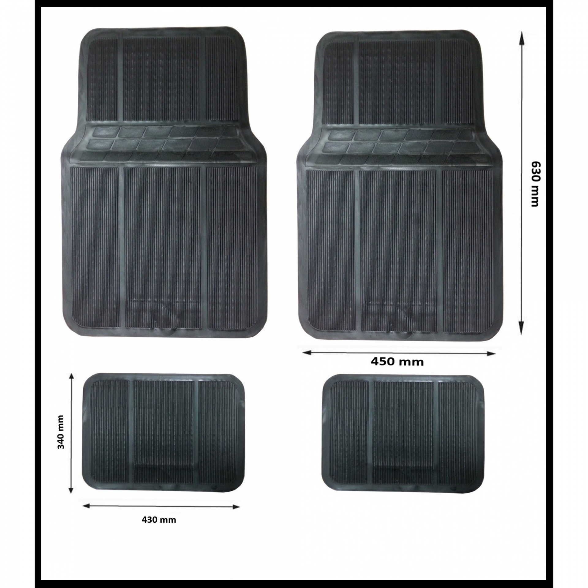 Комплект гумени черни автомобилни стелки предни и задни PVC Универсални 4 броя