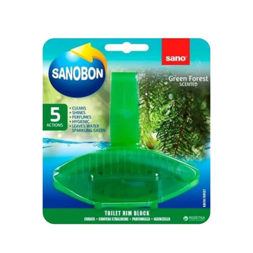 Ароматизатор за тоалетна Sano Bon Fresh Green Forest, 5в1, 55 гр