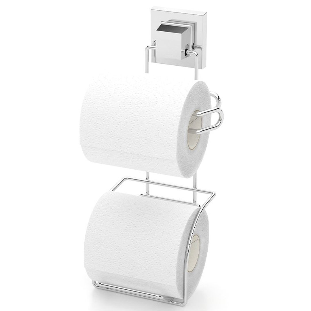 Двойна поставка за тоалетна хартия TEKNO TEL EF 282, 13х14х29 см, Двойно залепване, Хром