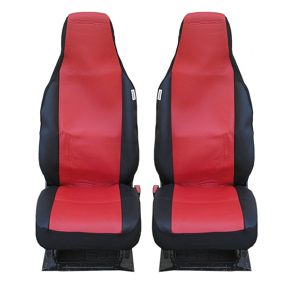 Калъфи тапицерия за предни седалки за Toyota Aygo Citroen C1 Peugeot 107 VW Up Seat Mii Skoda Citigo, еко кожа червени