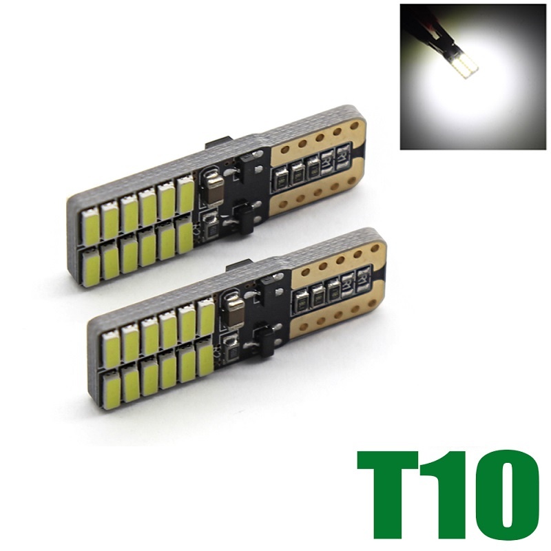 Комплект от 2 броя T10 Led крушки W5W 24SMD 12V-24V бяла светлина в блистер