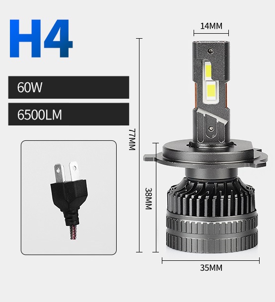 Комплект от 2 броя LED ЛЕД диодни крушки H4 Х4 12V 120W 13000lm за фарове Canbus без грешки 6000К къси/дълги