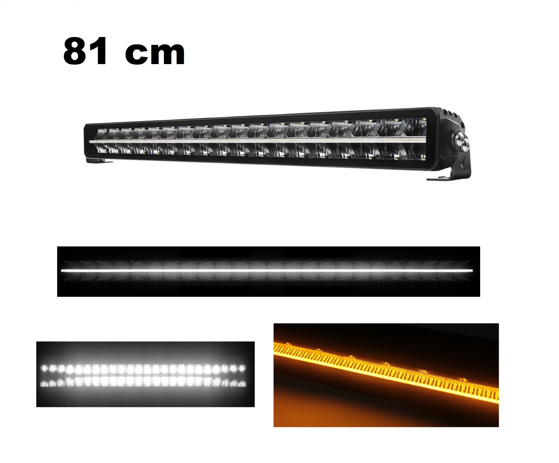 81 cm / 32 Инча 12V - 24V Led Bar Лед Бар Пиано дизайн Диоден Прожектор Супер Мощен Бяла и Оранжева Светлина Габарит Мъгла Блиц Високо Качество