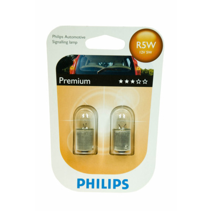 Комплект от 2 броя крушки крушка (R5W) 12V BA15S 5W в блистер бяла светлина Philips