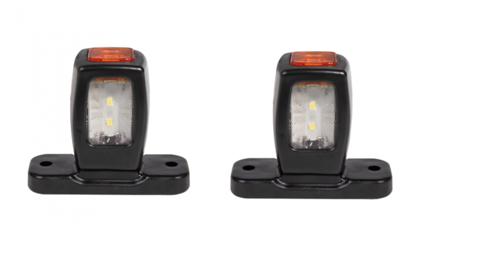 Комплект 2 броя - 83mm - LED странични гумени рогчета / маркери Габаритни светлини за камиони, тирове и ремаркета - широка основа - 12V / 24V - бяло o