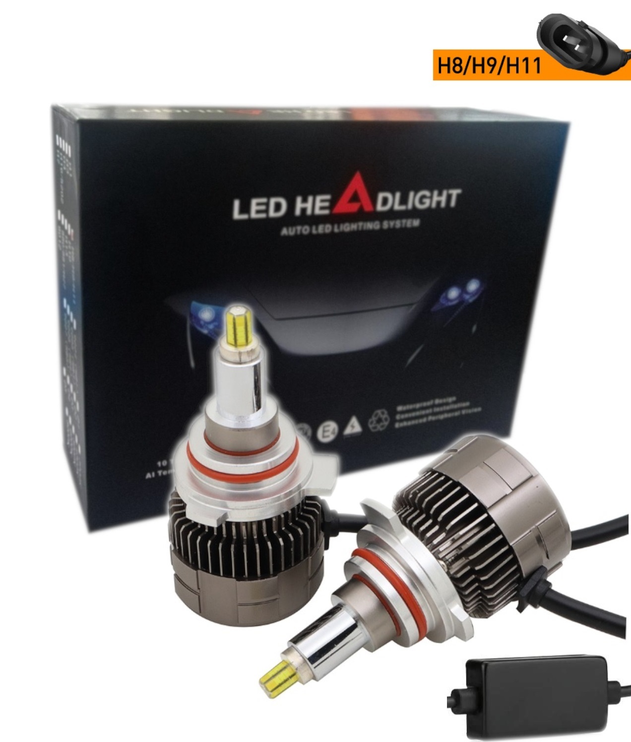 Комплект 3D CSP LED ЛЕД диодни крушки H11 H8 H9 Х11 Х8 Х9 12V 100W 20000lm за фарове Canbus без грешки 360° градуса