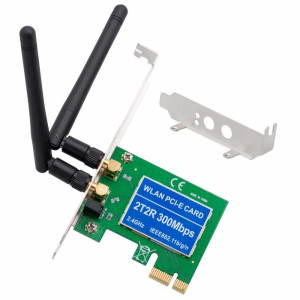 Безжичен мрежов адаптер No brand 2T2R, PCI-E x1, 300Mbps, 2.4GHz, 2 x 5dBi, Нископрофилен - 17760