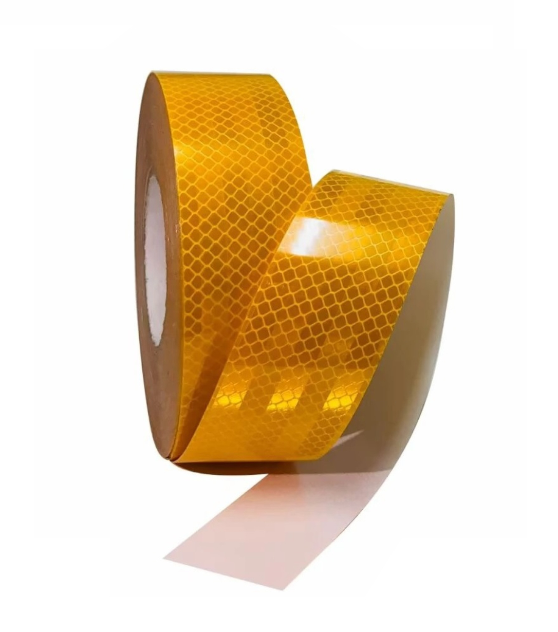 Светлоотразителна рефлекторна самозалепваща се лента фолио 3M с висока фотометрична мощност 45,7 m x 5,5 cm жълта златна