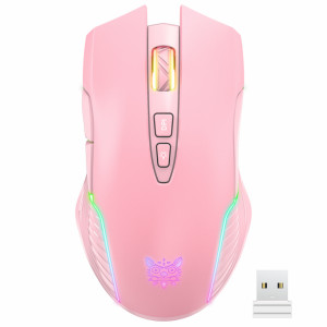 Геймърска мишка Onikuma CW905, Безжична, RGB, 7D, Розов - 769