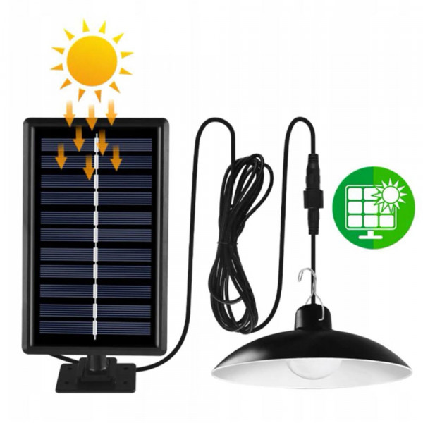 Соларна LED лампа LL-A1 с дистанционно управление, кабел 3 метра, 3 степени на яркост, вградена батерия 2200 mAh