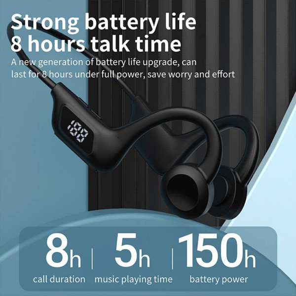 Безжични спортни Bluetooth слушалки LY1 - с LED дисплей, костна проводимост, микрофон