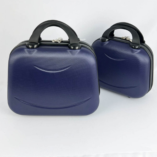 ДВЕ надкуфарни пътни авио чанти LADY FACH DARK BLUE, PVC, с цип, крачета и ластик за фиксиране