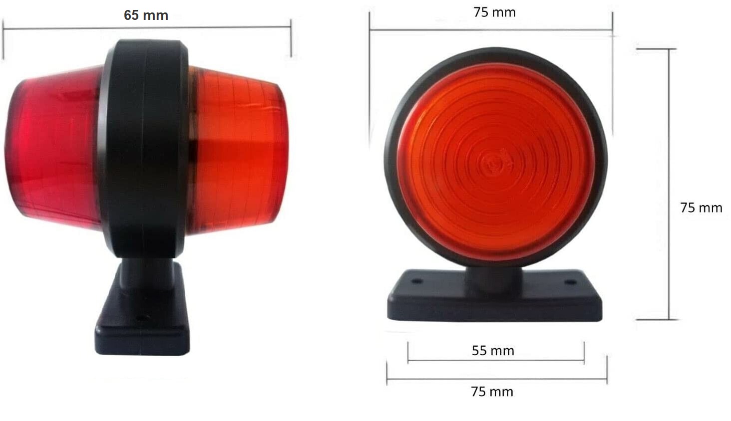 Комплект от 2 броя 12-24V ЛЕД LED Диодни Странични Маркери, Рогчета, Светлини неон ефект За Камион, Ремарке, Каравана, Кемпер АТВ оранжево-червено