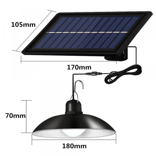 Соларни LED лампаи LL-A2 с дистанционно управление, кабел 3 метра, 3 степени на яркост, вградена батерия 2200 mAh