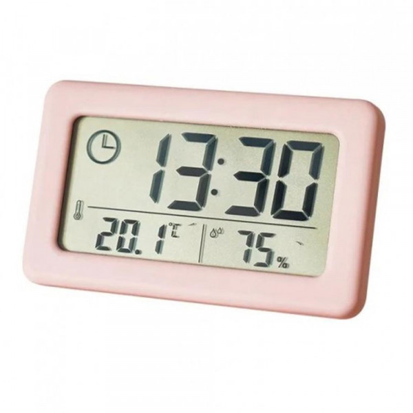Настолен тънък мини часовник с влагомер YIDA TIME - Розов X005