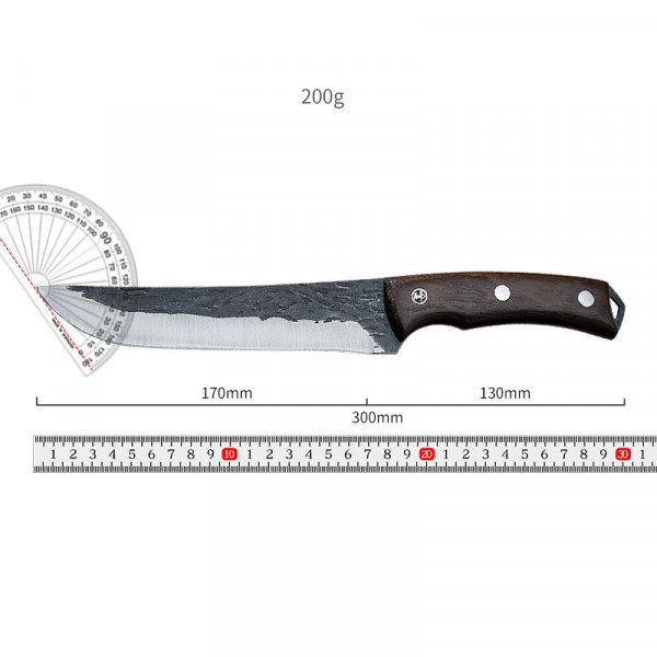 Японски кухненски нож BIG CHEF фултанг с ковано острие, стомана 5Cr15Mov, кожен калъф - подарък