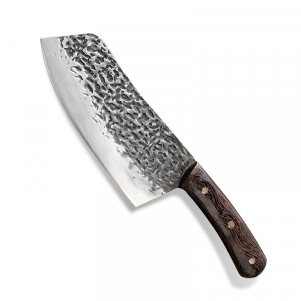 Тежък японски NAKIRI кухненски нож, фултанг, стомана 5Cr15Mov, 290 гр. дървена дръжка венге, сатър
