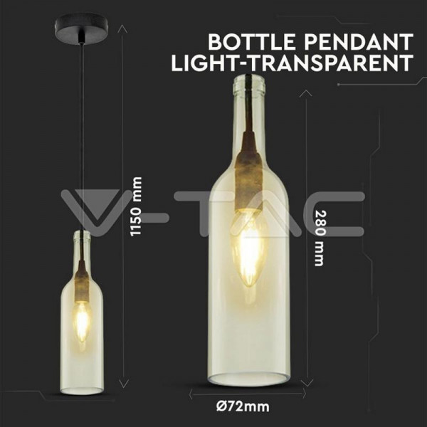 Дизайнерски пендел във формата на бутилка от прозрачно стъкло VT-7558