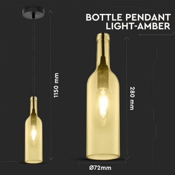 Дизайнерски пендел във формата на бутилка от кехлибарено стъкло VT-7558
