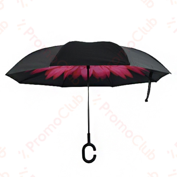 Ветроупорен затварящ се наобратно чадър COOLBRELLA - MAGENTA FLOWER 41682 здрав и удобен