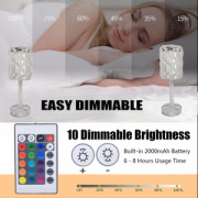 Кристална LED настолна лампа DIAMOND TABLE LAMP 1703 с дистанционно управление и включване с докосване, RGB