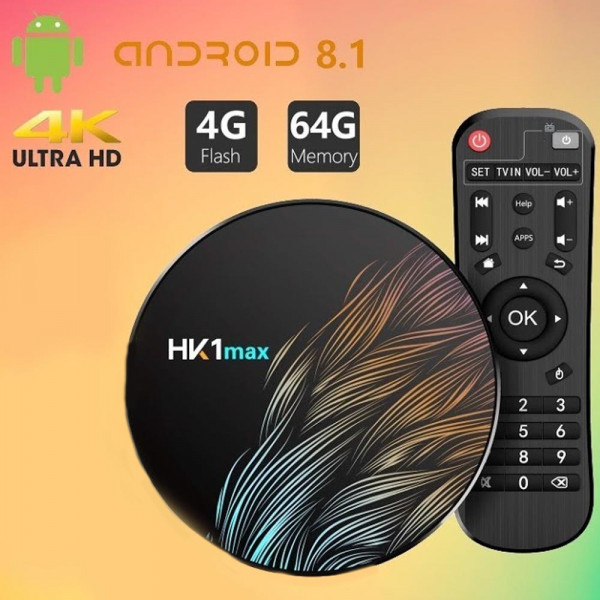TV box Тонколона HK1 Max RK3318 2.4GHz Android 9.0 KODI 18.0, 4GB RAM и 32GB ROM, UltraHD 4K, Mini PC c BT 4.0, WiFi