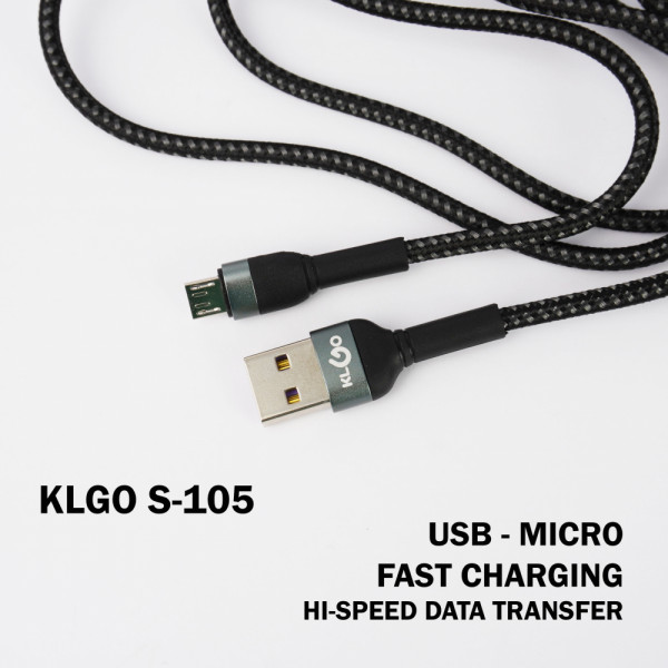 USB кабел за бързо зареждане и трансфер на данни KLGO S-105 за Micro, Android