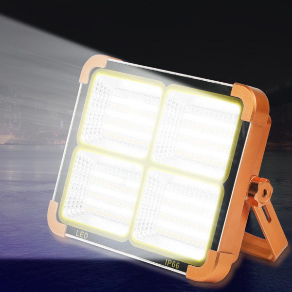 LED прожектор със соларен панел, стойка и кукичка за окачване - 5 режима на работа, светлинен индикатор за нивото на батерията, 12000mAh