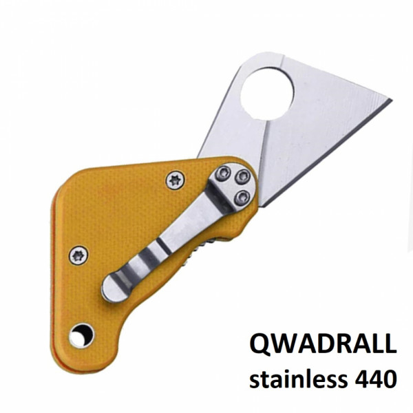 Мини сгъваем нож QWADRALL YELLOW, стомана 440А, клипс за закачане, кутия