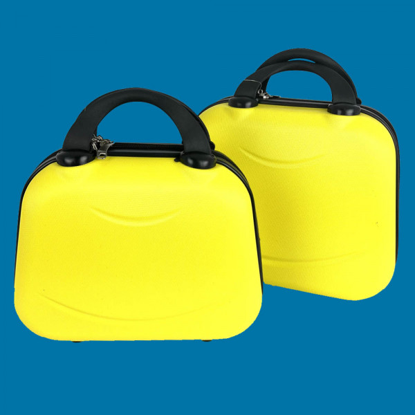ДВЕ надкуфарни пътни авио чанти LADY FACH YELLOW, PVC, с цип, крачета и ластик за фиксиране, надкуфарна