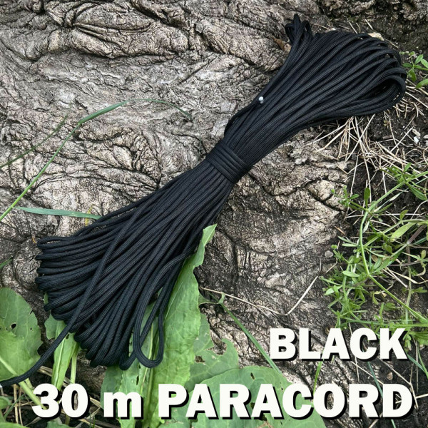 Здраво въже - PARACORD 550, 30 метра, черен цвят