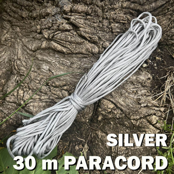 Здраво въже - PARACORD 550, 30 метра, сребърен цвят