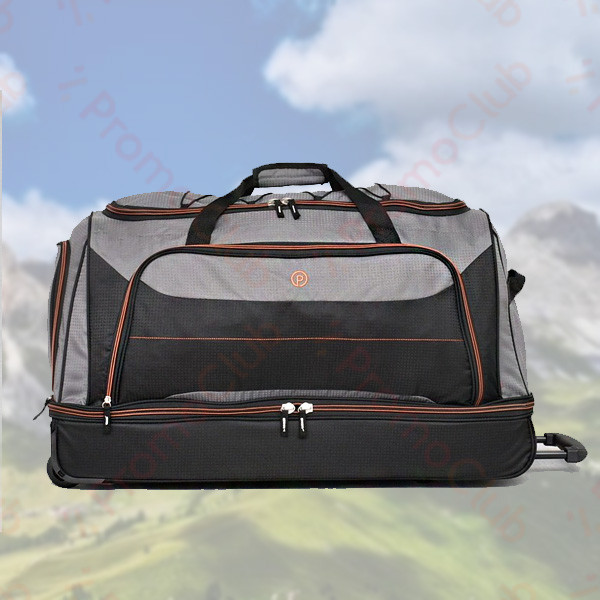 Удобна пътна чанта с колела и теглич - BLACK, GREY AND ORANGE 12834