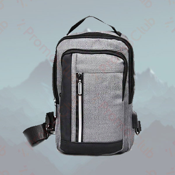 Спортна мъжка чанта с USB порт и кабел за зареждане - PRACTICAL GREY 06806