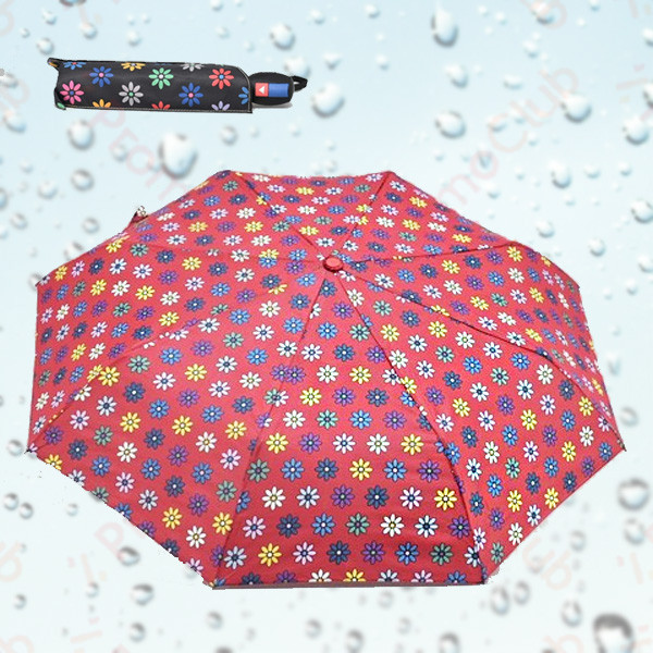 Красив ветроустойчив дамски чадър FLORAL - RED 12522