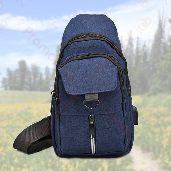 Мъжка спортна чанта за през рамо с USB изход  SPORT - BLUE 0221
