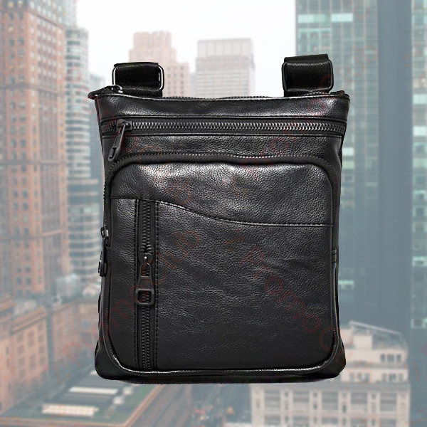 Удобна и практична мъжка чанта от еко кожа MENSTYLE - BLACK 1732-1