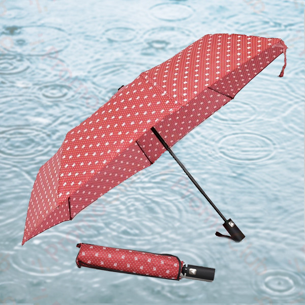 Ветроустойчив и красив дамски чадър RAINDROP - RED 12531