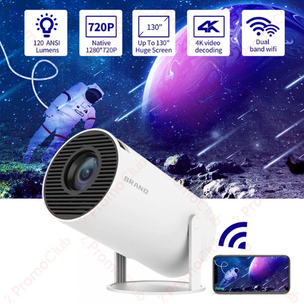 Смарт проектор HY300 - Домашно кино 4K, Андроид, до 130инча, 120ANSI лумена