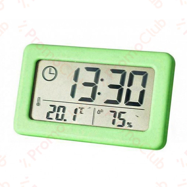 Настолен тънък мини часовник с влагомер YIDA TIME - Зелен X005