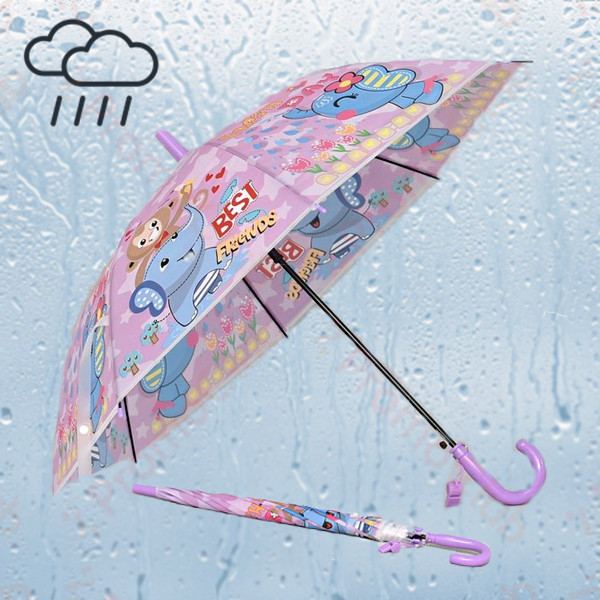 Цветен детски чадър с удобна дръжка, има свирка прикачена към дръжката BEST FRIENDS 12933