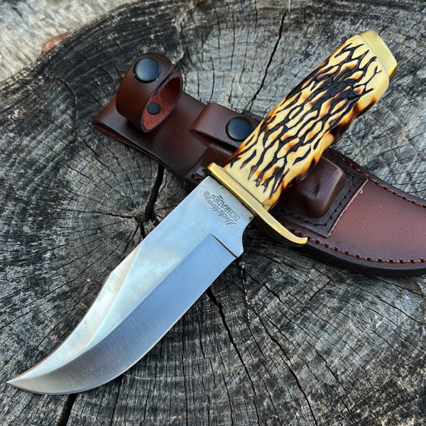 Масивен ловен нож Uncle Henry SCHRADE 171UH с фиксирано острие и кожена кания телешки бланк