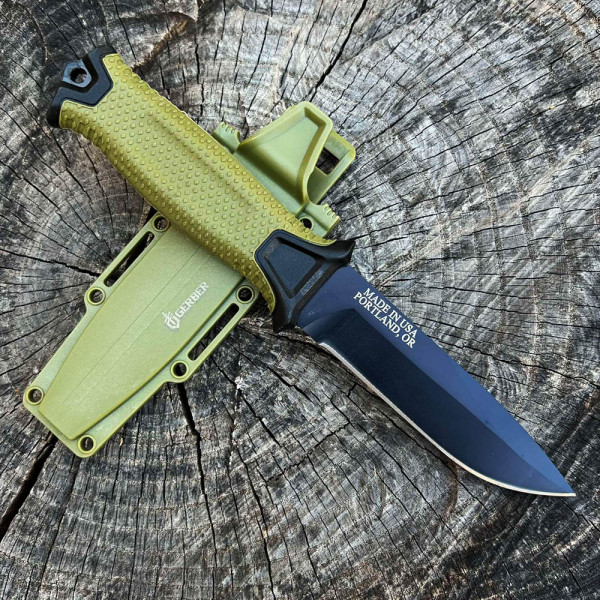 Тактически нож за оцеляване GERBER TACTICAL GREEN, стомана 420, вулканизирана дръжка, тактическа кания