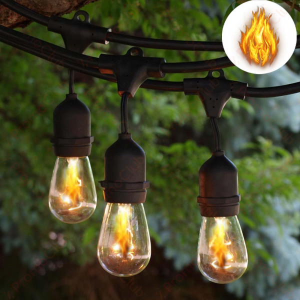 Соларно декоративно осветление за градина TM2604 Outdoor с ефект на пламък, 10 бp фасунги, винтидж,  8м, взаимосвързани