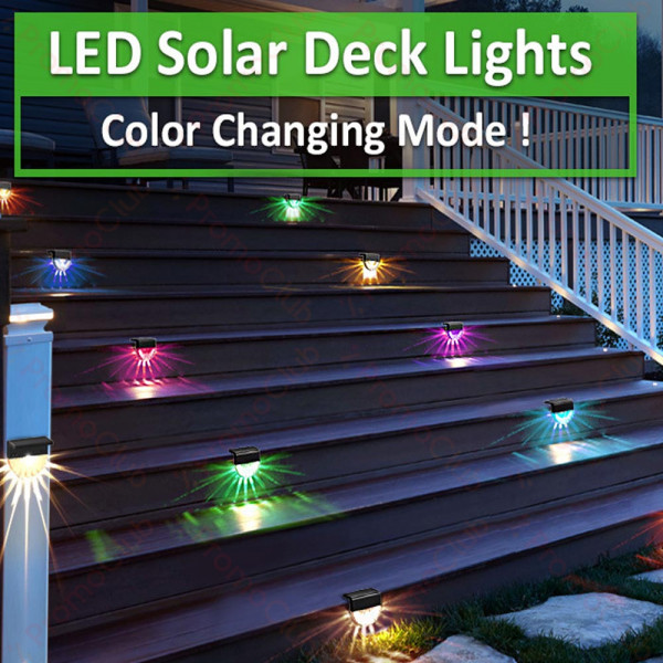 4бр RGB соларна LED лампа за стълби, парапети, тераси