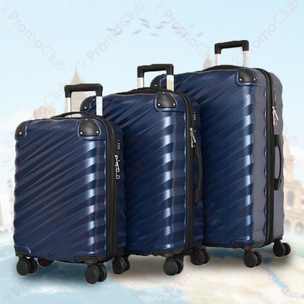 Луксозен комплект 3бр. авио куфари с заключване с шифър и въртящи се на 360 градуса колелца 2308 - DARK BLUE