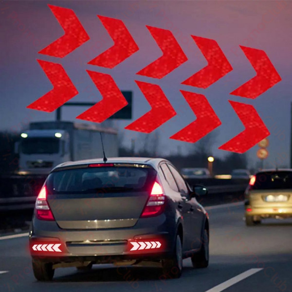 12бр Светлоотразителен самозалепващ се стикер за автомобил – А-3322, червен